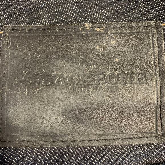 BACKBONE Size L Navy Cotton Straight Raw Edge Jeans - Picture 4 of 6